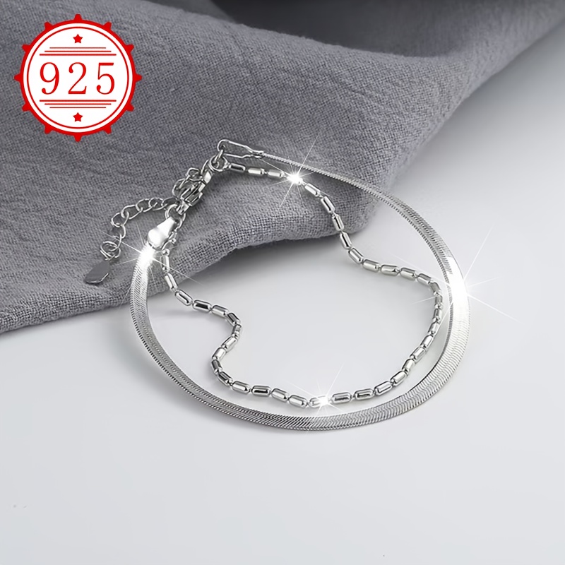925 Silver Snake Chain Bracelet Boho Style Low Allergy Tarnish Resistant